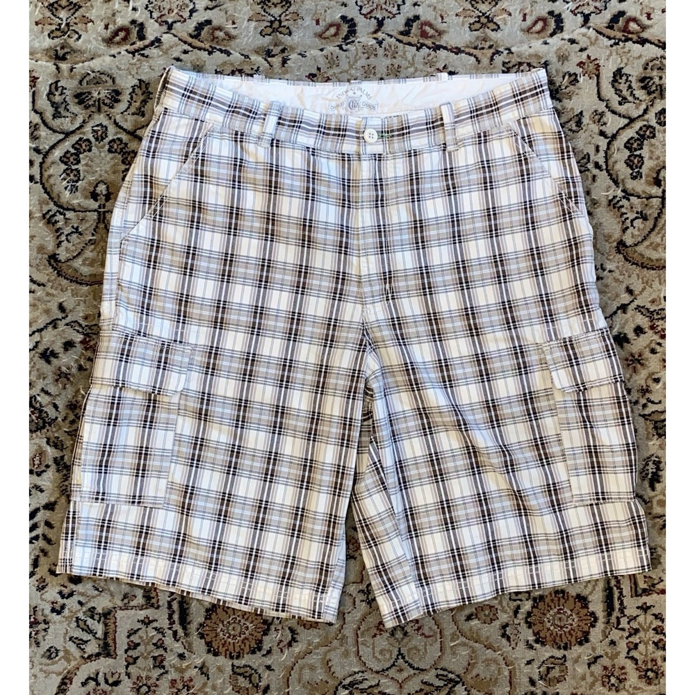 VTG Indigo Palms Mens Chinos Cargo Shorts Size 36  Plaid Tommy Bahama